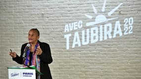 Christiane Taubira lors d'une conférence de presse à Paris, le 8 février 2022.