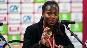 Clarisse Agbégnénou en marge du Grand Slam de judo à Paris en février 2023
