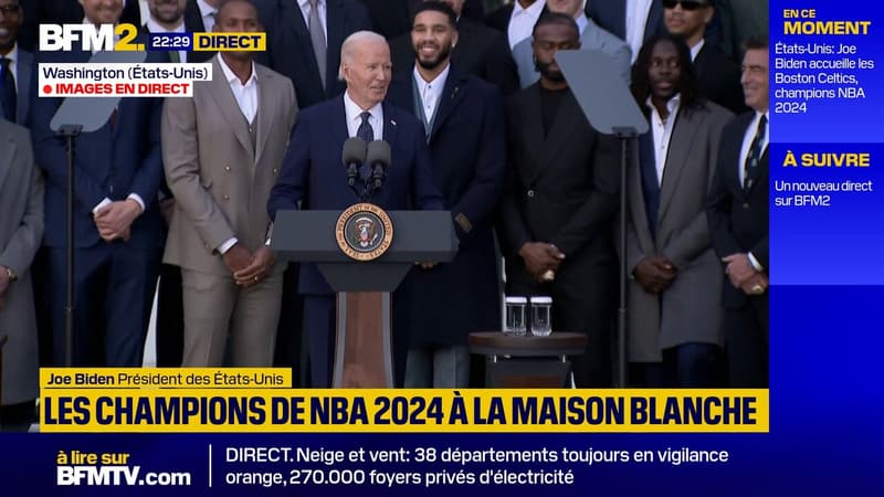 Les Boston celtics, champions de NBA 2024, reçus à la Maison blanche par Joe Biden