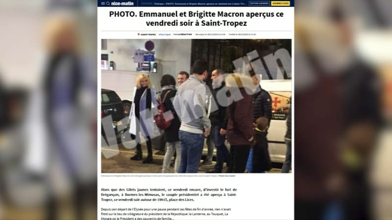 Le couple présidentiel dans les rues de Saint-Tropez ce vendredi soir.