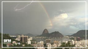 Un très bel arc-en-ciel surplombe le Pain de Sucre à Rio