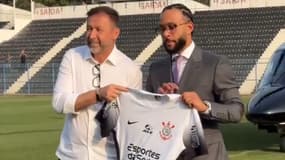 Memphis Depay au siège des Corinthians, le 11 septembre 2024