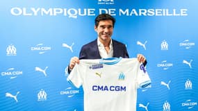 Marcelino lors de sa présentation comme entraîneur de l'OM, le 4 juillet 2023.