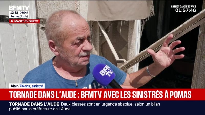 Tornade dans l'Aude: "C'est maintenant qu'on prend le coup", confie Alain, sinistré de Pomas