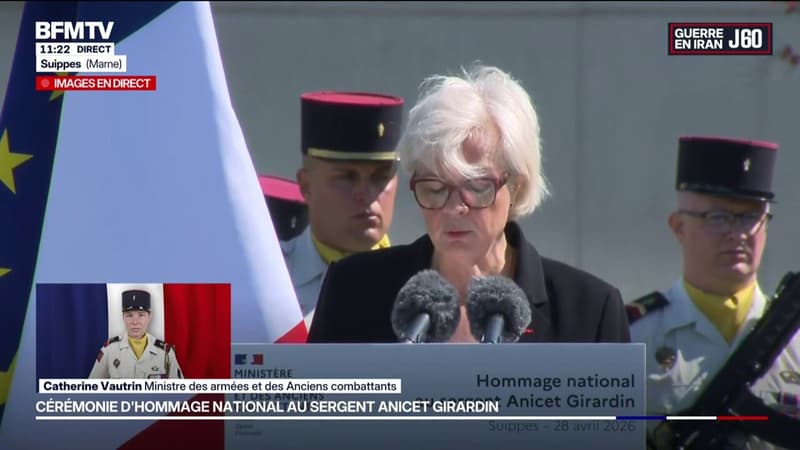 Hommage national à Anicet Girardin: Catherine Vautrin retrace le parcours du sergent au sein du 132e Régiment d'Infanterie Cynophile tué au Liban