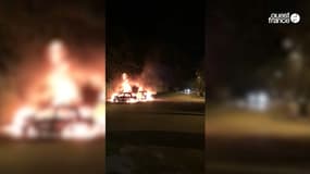 Une voiture en feu à Quimper