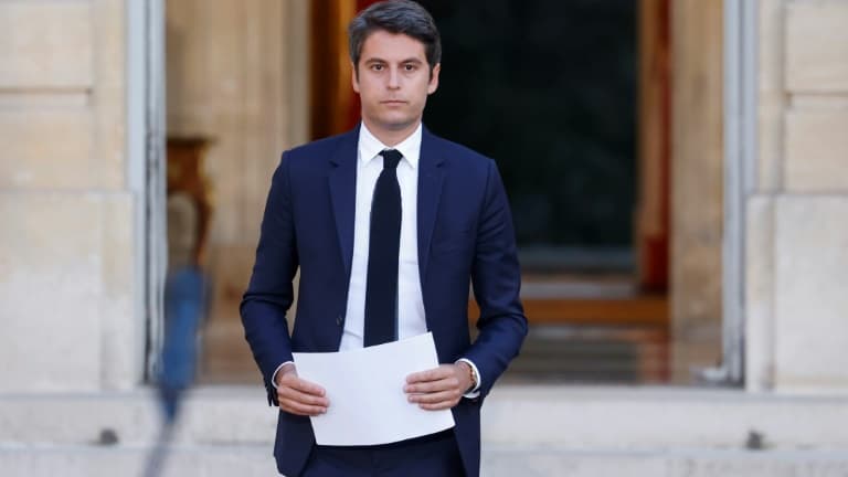 Le Premier ministre Gabriel Attal s'exprime au soir des résultats du second tour des législatives, le 7 juillet 2024 à Paris 