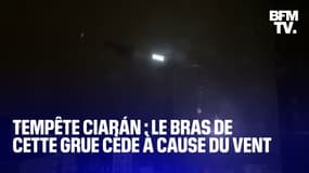 Tempête Ciarán: le bras d'une grue cède à Brest à cause du vent