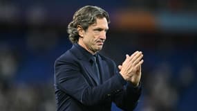 Laurent Bonadei, sélectionneur de l'équipe de France féminine, après le quart de finale de l'Euro, 19 juillet 2025