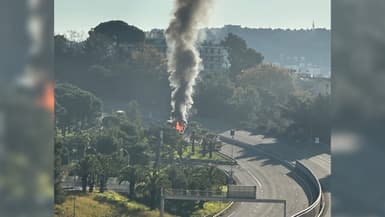 Des flammes peuvent être observées sur l'A8 ce lundi 16 décembre en direction d'Aix-en-Provence.
