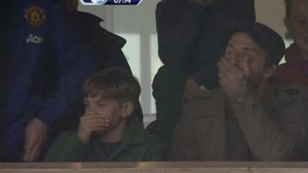 La réaction de David Beckham au but de Rooney La réaction de David Beckham au but de Rooney
