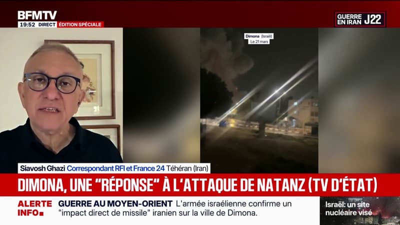 La télévision d'État iranienne déclare que les frappes sur Dimona, en Israël, sont une "réponse" à l'attaque "ennemie" sur le site nucléaire iranien de Natanz