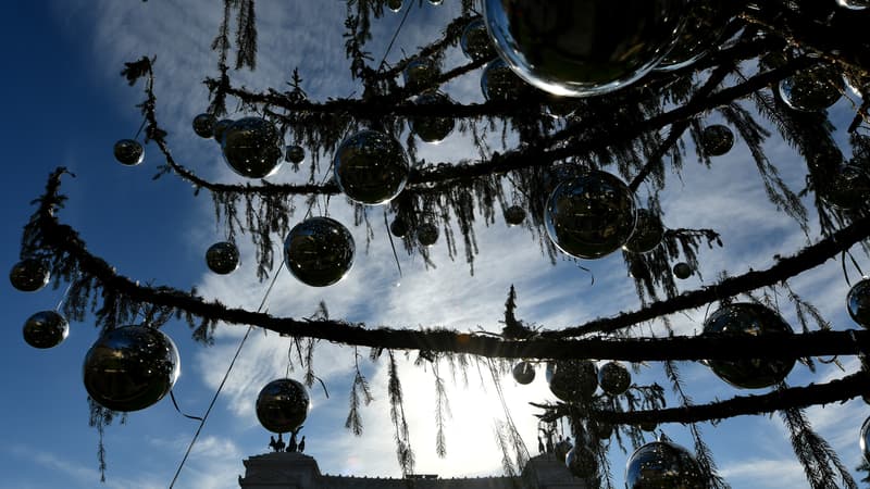 Les branches de l'arbre de Noël incriminé, le 19 décembre 2017 à Rome, en Italie.