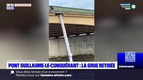 Rouen: le bras de la grue retiré "avec succès" du pont Guillaume le Conquérant