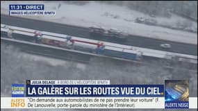 Neige: En images, la galère sur les routes vue du ciel