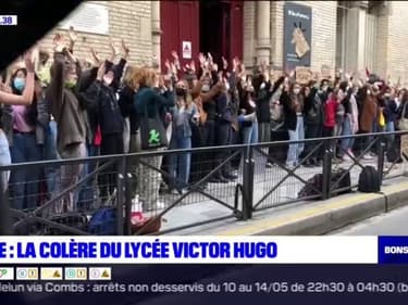 Paris: en grève, les élèves du lycée Victor-Hugo dénoncent des violences policières