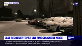 Lille: les routes de la métropole recouvertes par une fine couche de neige