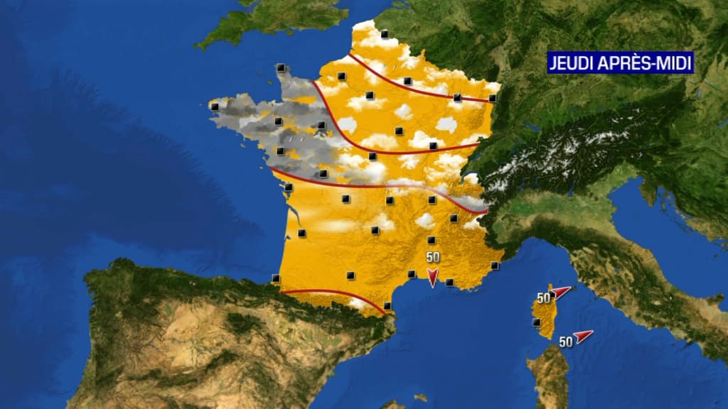 La météo jeudi après-midi La météo jeudi après-midi