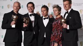 L'équipe du film "Three Billboards" aux Bafta le 18 février 2018 à Londres