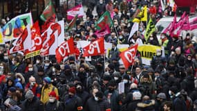 Manifestation pour réclamer des hausses de salaire, le 27 janvier 2022 à Paris 