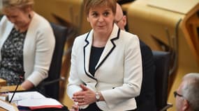 La Première ministre écossaise Nicola Sturgeon le 24 avril au Parlement à Edimbourg.