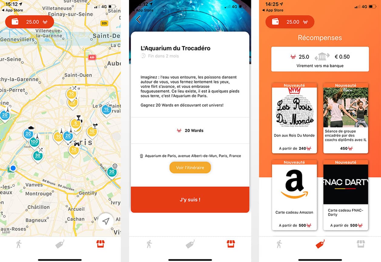 Interface de l'application WeWard