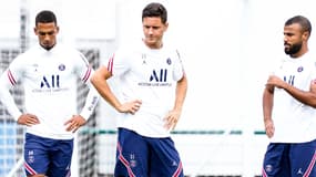 Thilo Kehrer, Ander Herrera et Rafinha à un entraînement du PSG