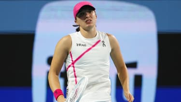Iga Swiatek éliminée en huitièmes de finale du WTA 1000 de Miami contre la Russe Ekaterina Alexandrova (6-4, 6-2), le 25 mars 2024