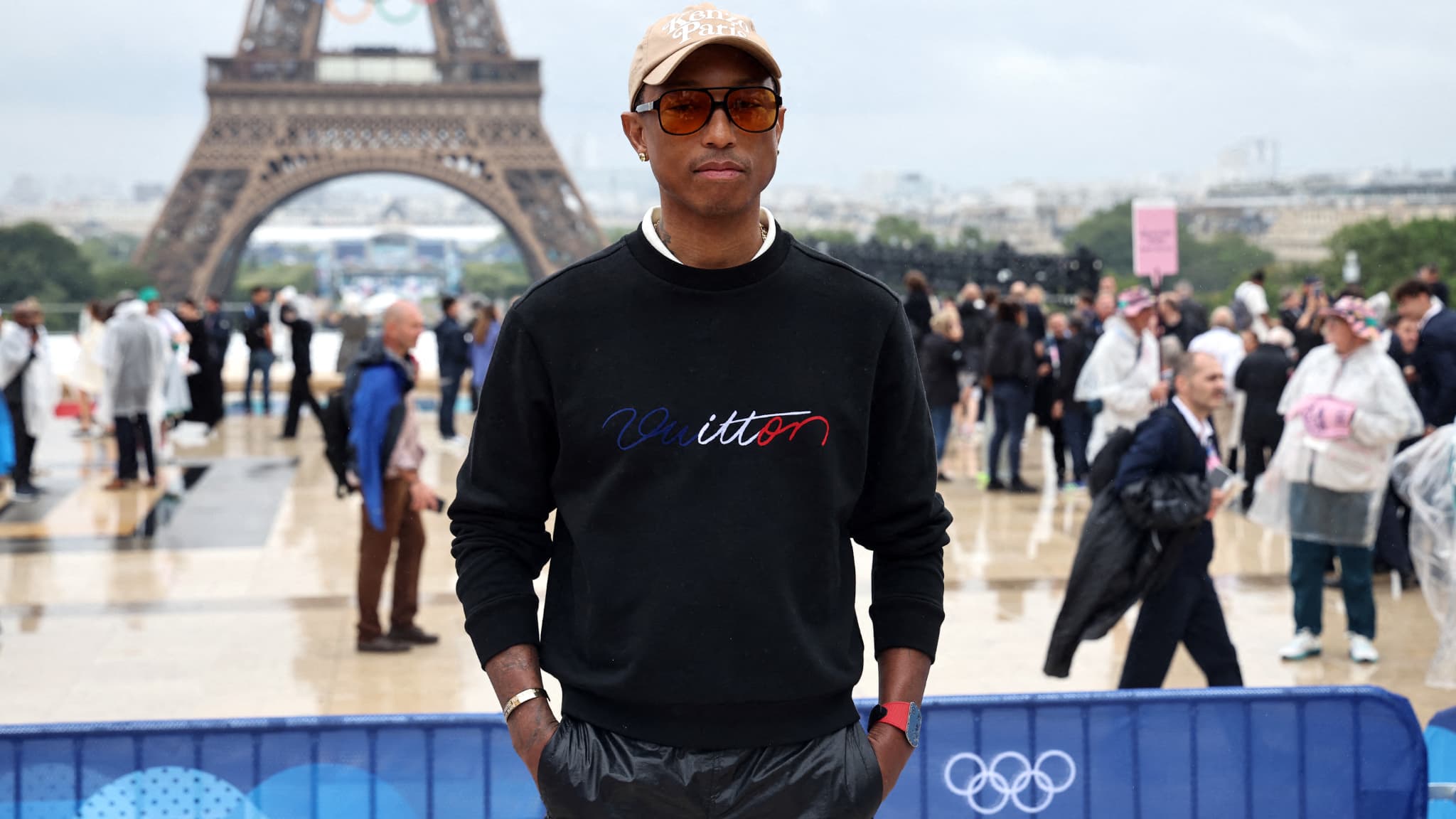 Pharrell Williams arrives at the Trocadero ahead of the opening ceremony for the Paris 2024 Summer Olympic Games Pharrell Williams arrives at the Trocadero ahead of the opening ceremony for the Paris 2024 Summer Olympic Games