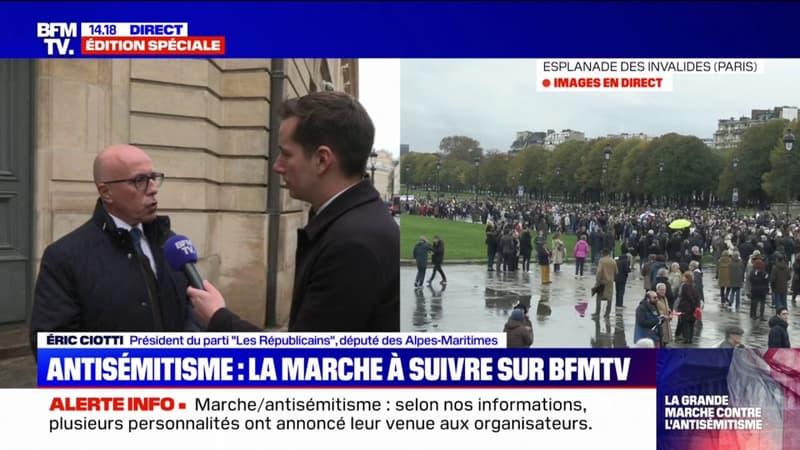 Marche contre l'antisémitisme: Éric Ciotti estime que l'absence d'Emmanuel Macron est 