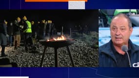 Nuit tendue à Orveau Essonne à un rassemblement de la COordination rurale le 6 janvier 2025