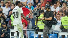 Vinicius Jr avec le Real Madrid lors d'un match de football, à Madrid le 30 octobre 2022