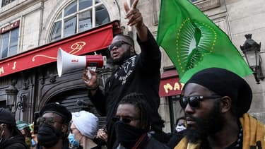 La Ligue de défense noire africaine lors de la manifestation contre les violences policières le 6 juin à Paris.