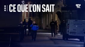 Des gendarmes près de la maison familiale de la fillette de cinq ans retrouvée morte dans un sac dans un appartement de Rambervillers (Vosges), le 25 avril 2023.