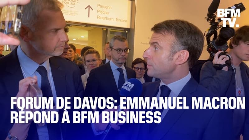 Davos 2024: Emmanuel Macron explique les raisons de sa venue au micro de BFM Business