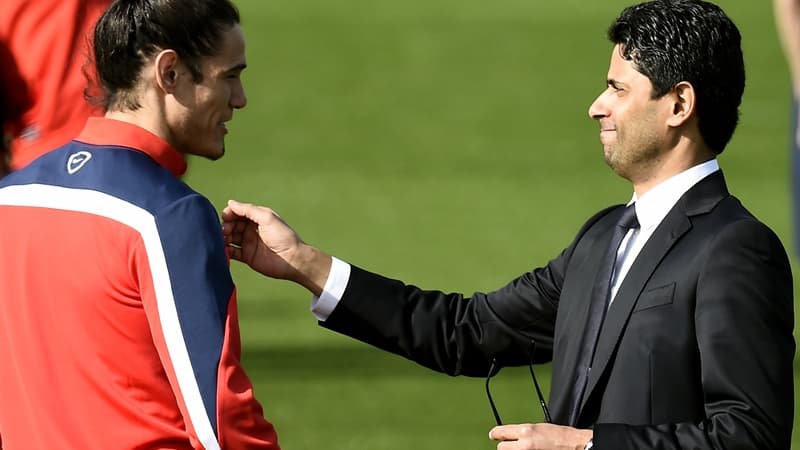 Edinson Cavani et Nasser Al-Khelaïfi