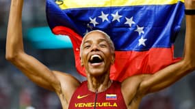 La Vénézuélienne Yulimar Rojas, détentrice du record du monde du triple saut, le 25 août aux Mondiaux d'athlétisme