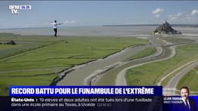 Record battu pour le funambule de l'extrême au Mont-Saint-Michel