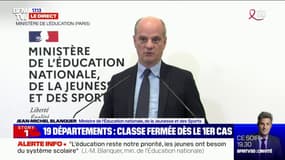 Jean-Michel Blanquer: "Nous appelons à la vigilance des familles, elles doivent veiller à la température des enfants chaque jour"