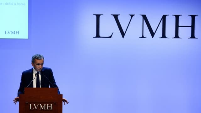 Le PDG de LVMH Bernard Arnault, lors de la présentation des résultats du groupe de 2019, le 28 janvier 2020, au siège de LVMH à Paris