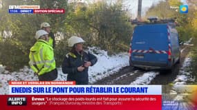 Normandie: les agents d'Enedis à pied d'œuvre pour rétablir le courant