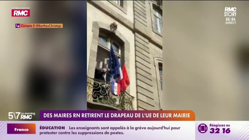Des maires RN retirent le drapeau de l'Union européenne de leur mairie