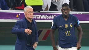Didier Deschamps et Kolo Muani lors du match France-Maroc en 2022