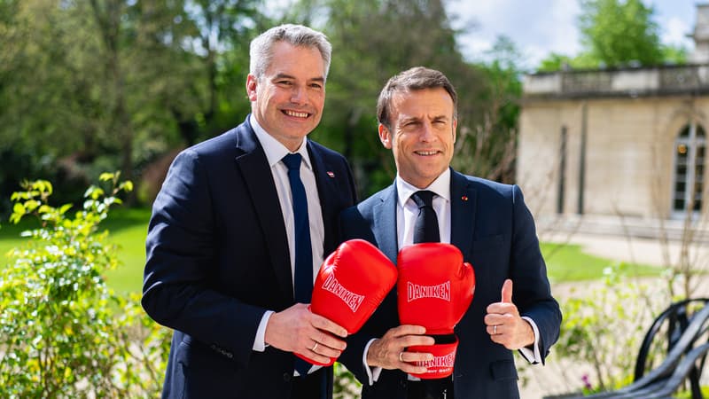 Le chancelier autrichien offre des gants de boxe à Emmanuel Macron
