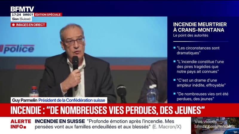 Incendie mortel en Suisse: "Je tiens à saluer l'action remarquable des services de secours", dit Guy Parmelin, président de la Confédération suisse