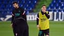 Gérard Piqué et Lionel Messi à l'entraînement avec le Barça
