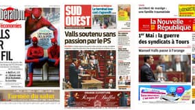 "Libération", "Sud Ouest" et la "Nouvelle République" des Pyrénées consacrent leur une à Manuel Valls