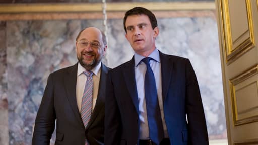 Martin Schulz et Manuel Valls le 4 avril 2014 à Matignon.