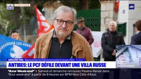 Antibes: des élus communistes manifestent devant une villa russe