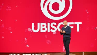Le patron d'Ubisoft Yves Guillemot pendant une conférence de presse à Los Angeles, le 10 juin 2019
